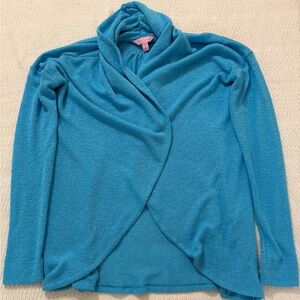 Lilly Pulitzer Cardigan Blue Open Front Size XS Martha Long Sleeves Summer Beach